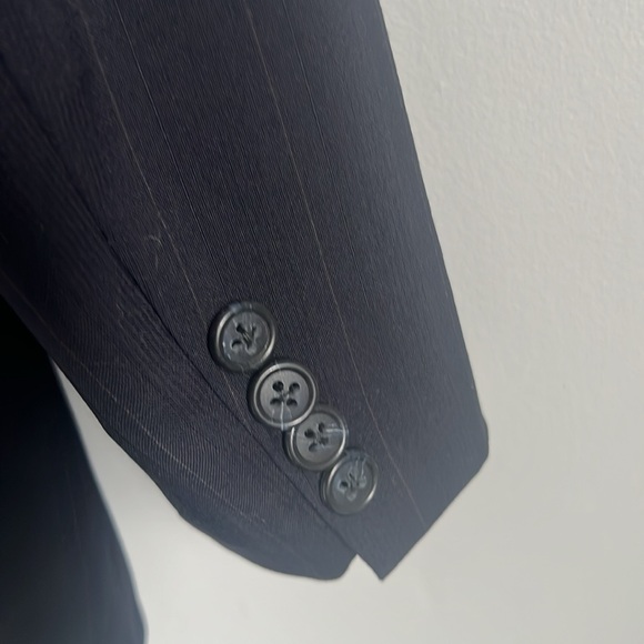 BURBERRYS Navy Blue Pinstripe Classic Single-Breasted Suit Jacket - Picture 6 of 6